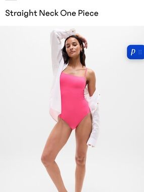 Athleta Straight Neck One-Piece Swimsuit - Hot Pink—NWT